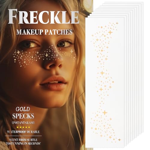 Glitter Freckles Face Tattoo Patches Gold Water-Resistant Makeup 10 Sheets