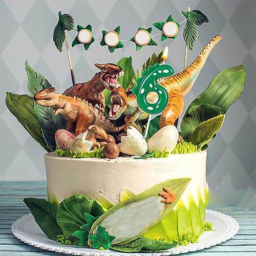 Dinosaur Birthday Number Candle - 2.8 Inch Cake Topper (Number 6)