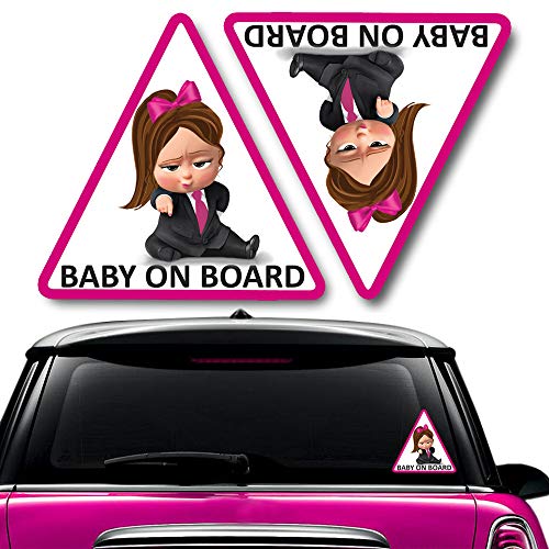 Baby on Board Girl Vinyl Decal Stickers for Car Windows - 2 Pack