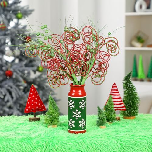 Gejoy Twisted Christmas Tree Picks & Sprays 16 Inch Holiday Decorations - Set of 9