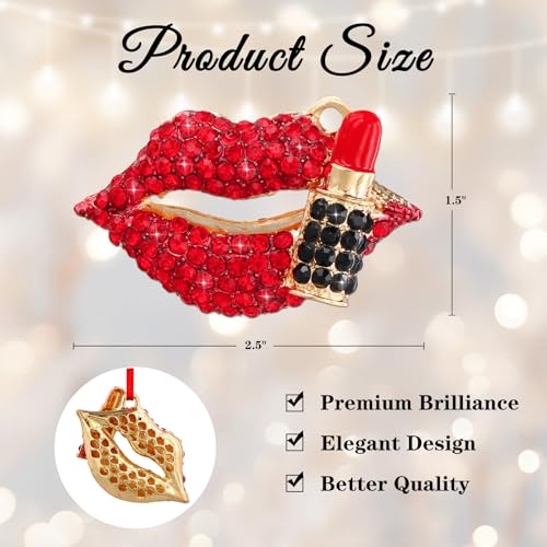 Red Lip Christmas Ornament - Lipstick Tree Keepsake, 2-1 Variation