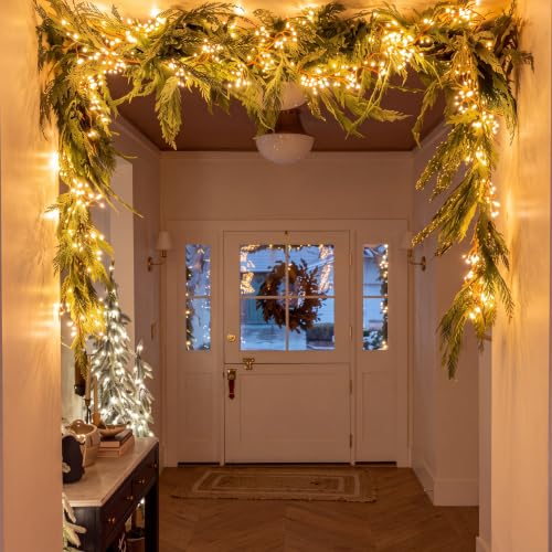 Christmas Cedar Garland Set with Lights & Adjustable Door Frame Hanger