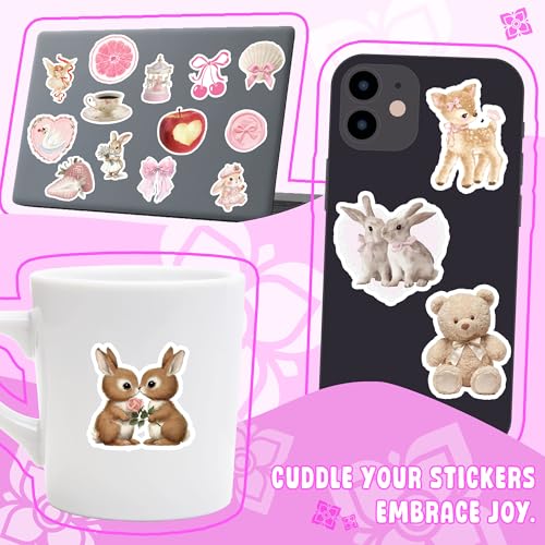 120 PCS Coquette Stickers - Aesthetic Pink Stickers for DIY Decor