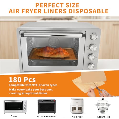MEIYA Disposable Air Fryer Liners, 9x11 Inch Parchment Paper, 180 Pack
