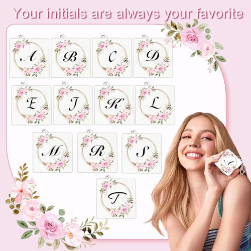 Personalized Compact Mirror with Keychain - Initial J - Travel Makeup Mirror for Teen Girls