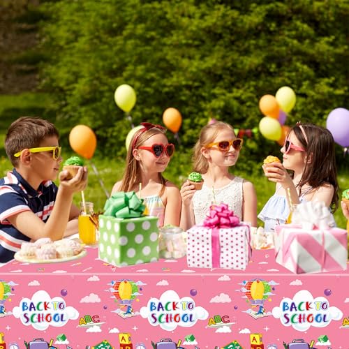 Back to School Tablecloths - 2 Pack Plastic Table Covers, 54x108 Inch
