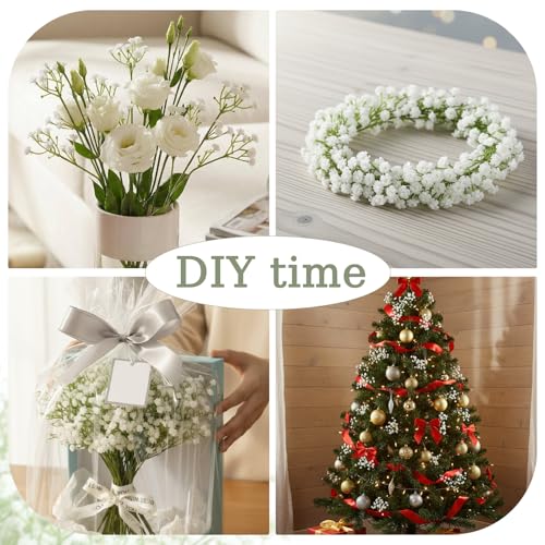 42 Pcs White Artificial Baby's Breath Flowers - Real Touch Faux Floral Arrangements for Weddings & Decor