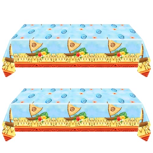 2 Pack Hawaiian Tablecloths for Summer Beach Parties - 42 x 71 inches