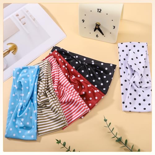 ZhouBoat 6Pcs Polka Dot Headbands for Women Non Slip Elastic Hair Bands