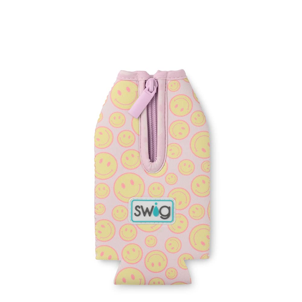Swig Life Bottle Coolie, Standard 12oz Bottle Insulator Sleeve with Zipper, Neoprene Insulated Cooler for Drinks in Oh Happy Day