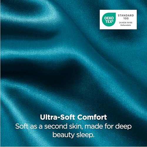 Bedsure Satin Pillowcases Queen Set of 2 - Teal 20" x 30"