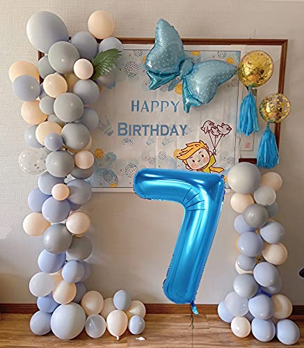 40 Inch Blue Number 7 Foil Balloon Kit - Helium Compatible