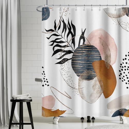 Yeele Boho Abstract Geometric Shower Curtain, 71x71 Inch Waterproof
