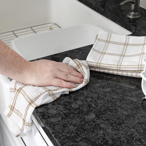 T-Fal 12-Pack Premium Waffle Dish Cloths - Highly Absorbent Cotton, Sand