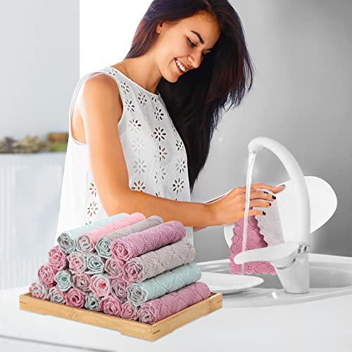 Rachan 11-Pack Reusable Kitchen Dish Cloths, Coral Velvet 10x6in