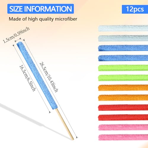 12 Pcs Microfiber Fan & Vent Cleaning Dusters for Car, Home, Air Conditioner, Blinds