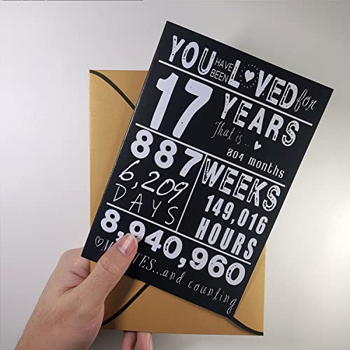 Premium Birthday Card for 17 Year Old Teen - Blank Inside, Envelope Included