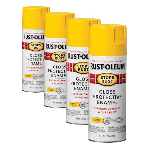 Rust-Oleum 7747830 Stops Rust Spray Paint, Gloss Sunburst Yellow, 12 oz (Pack of 4)
