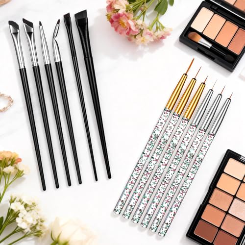 12 Pcs Eyeliner Brush Set Fine Point Angled Gel Eye Liner Brushes