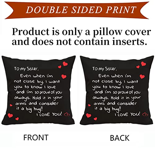 Sister Pillow Cover - Double-Sided Love Message, 18x18