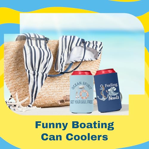 Funny Nautical Boat Can Cooler Sleeves - 6 Pack Beer Cozies