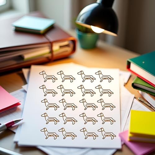 Gold Dachshund Paper Clips - Cute Dog Shaped Planner Bookmarks, 20 Pack