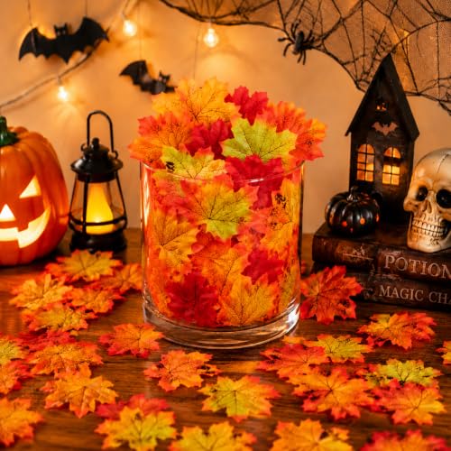 Green Fake Fall Leaves 400 Pcs Autumn Maple Leaf Decor for DIY & Weddings