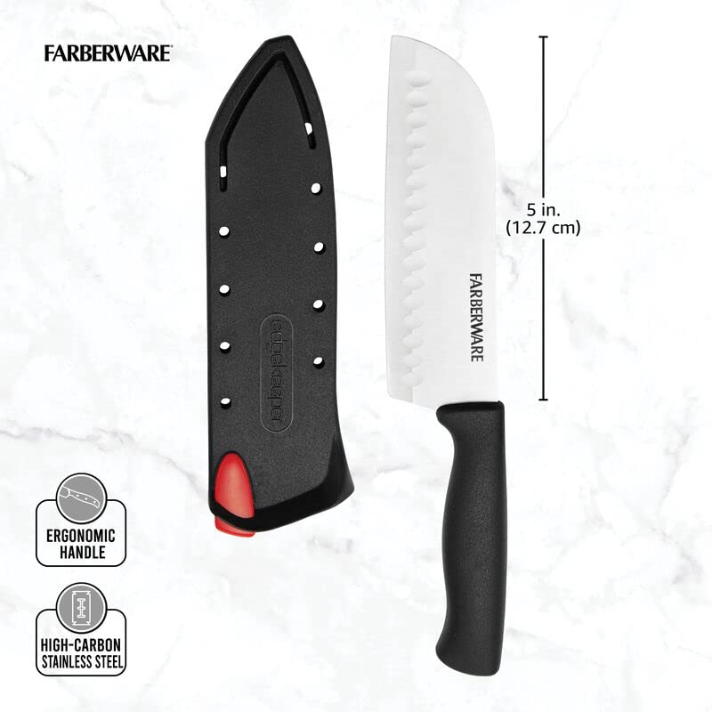 Farberware Edgekeeper 5-Inch Santoku Knife - Self-Sharpening, Black