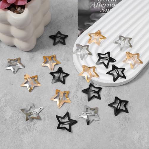 30 PCS Star Hair Clips Snap Barrettes Non-Slip Metal Hair Accessories