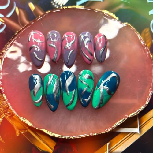 Waldd Resin Nail Art Polish Palette with Gold Edge (Blue, 3.9")