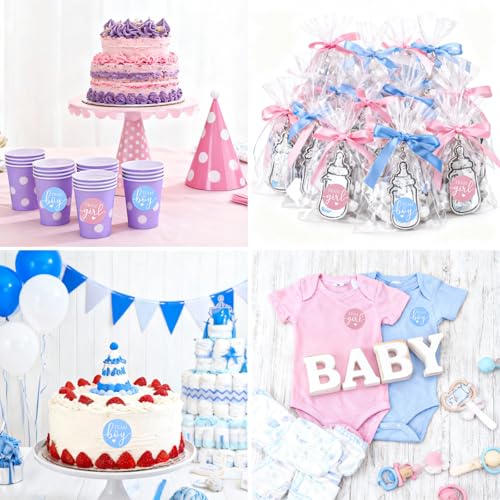 60Pcs Gender Reveal Stickers 1.65in - Team Boy & Girl Party Decor