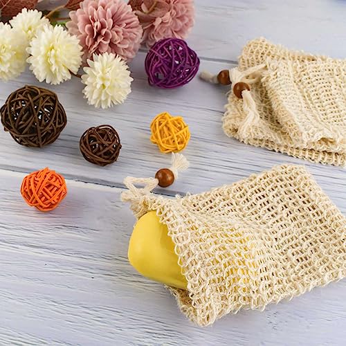 5 Pack Natural Cotton & Linen Soap Saver Bag Exfoliating Pouch