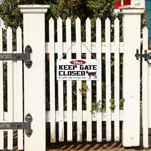 Funny Goat Sign - Keep Gate Closed Wood Hanging Plaque