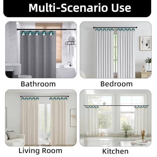 Green Satin Bowknot Shower Curtain Hooks Set - 12 Metal Hangers for Bathroom & Bedroom