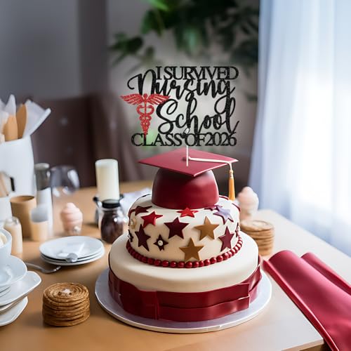 I Survived Nursing School Cake Topper - Graduation Decor 2026