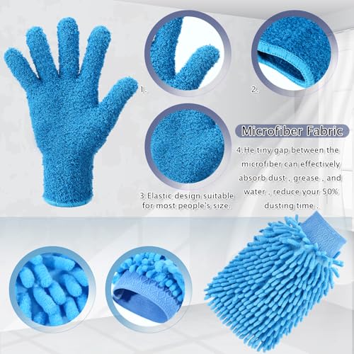 6-Piece Microfiber Dusting Glove and Towel Set for Household Cleaning
