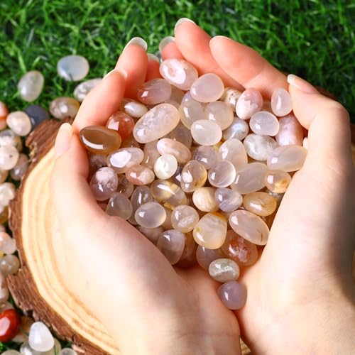 Natural Polished Cherry Agate Tumbled Stones 10oz Gemstones for Home Decor and Energy Healing