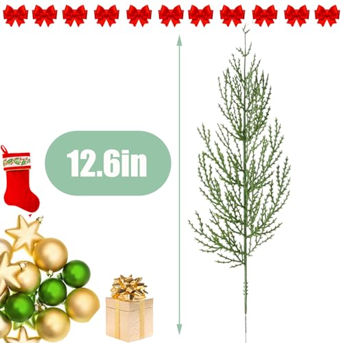 30pcs Artificial Christmas Pine Needles Branches, 12.6-inch Fake Greenery