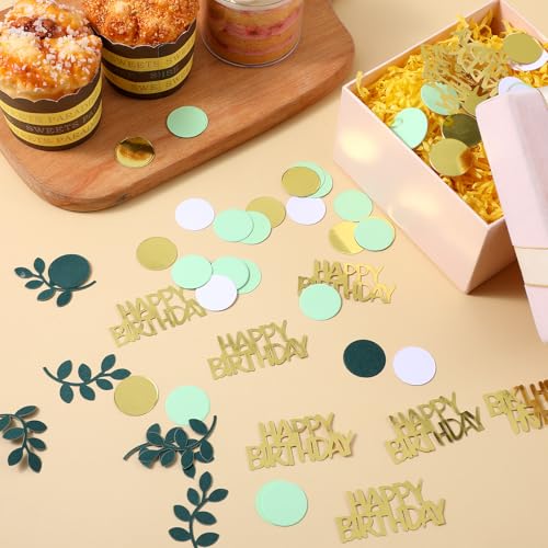Sage Green Happy Birthday Confetti Table Scatter Decorations - 200 Pcs