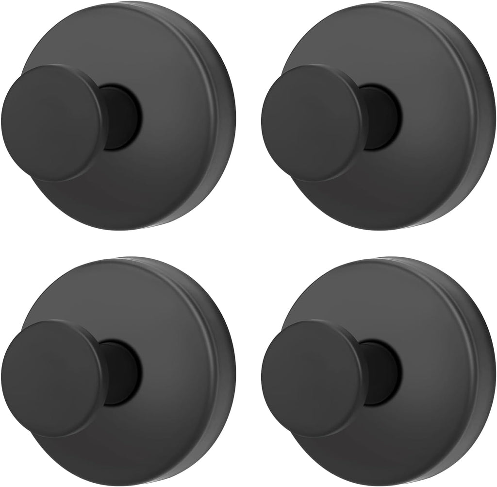 Regine Switzerland Suction Cup Hooks - Waterproof Bathroom & Shower Holders | No-Drill Wreath Hanger, Black, 4-Pack