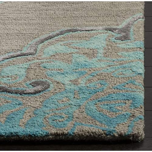 SAFAVIEH Dip Dye Collection 2' x 3' Grey / Turquoise DDY510C Handmade Medallion Premium Wool & Silk Accent Rug
