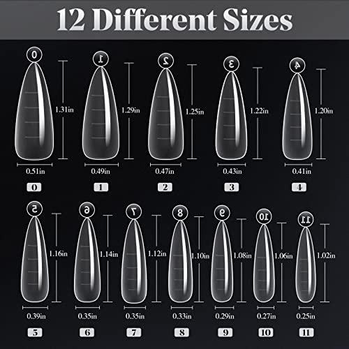 Krofaue 120PCS Dual Nail Forms Almond & Stiletto Poly Gel Molds Reusable