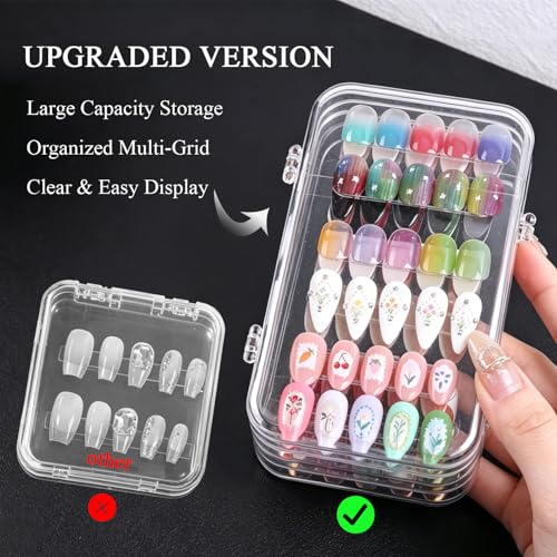 Foldable Acrylic Press On Nail Organizer Case with Adhesive Tabs