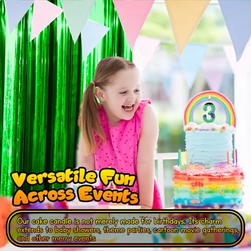 Conelist Number 3 Green Giant Birthday Candles Cake Topper, Party Decor