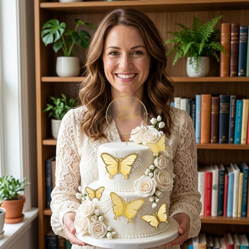 22 Pcs Gold Butterfly Cake Toppers - Elegant Decorations for Parties