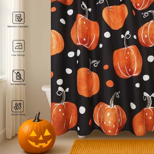 Orange Pumpkin Shower Curtain - 72x72 Waterproof Fall Bathroom Decor
