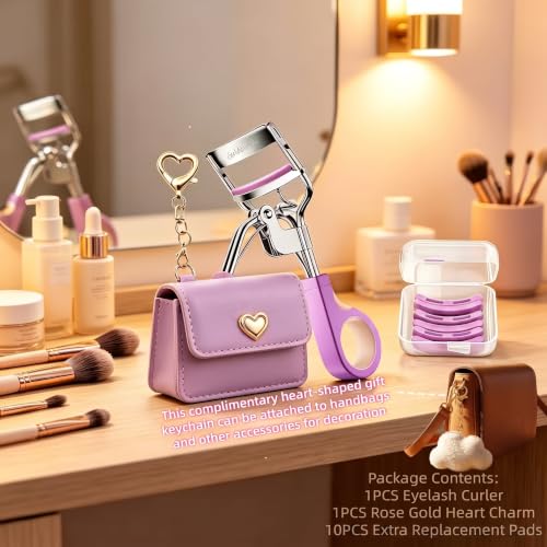 Goldenrich Ergonomic Eyelash Curler with 10 Replacement Pads & Charm