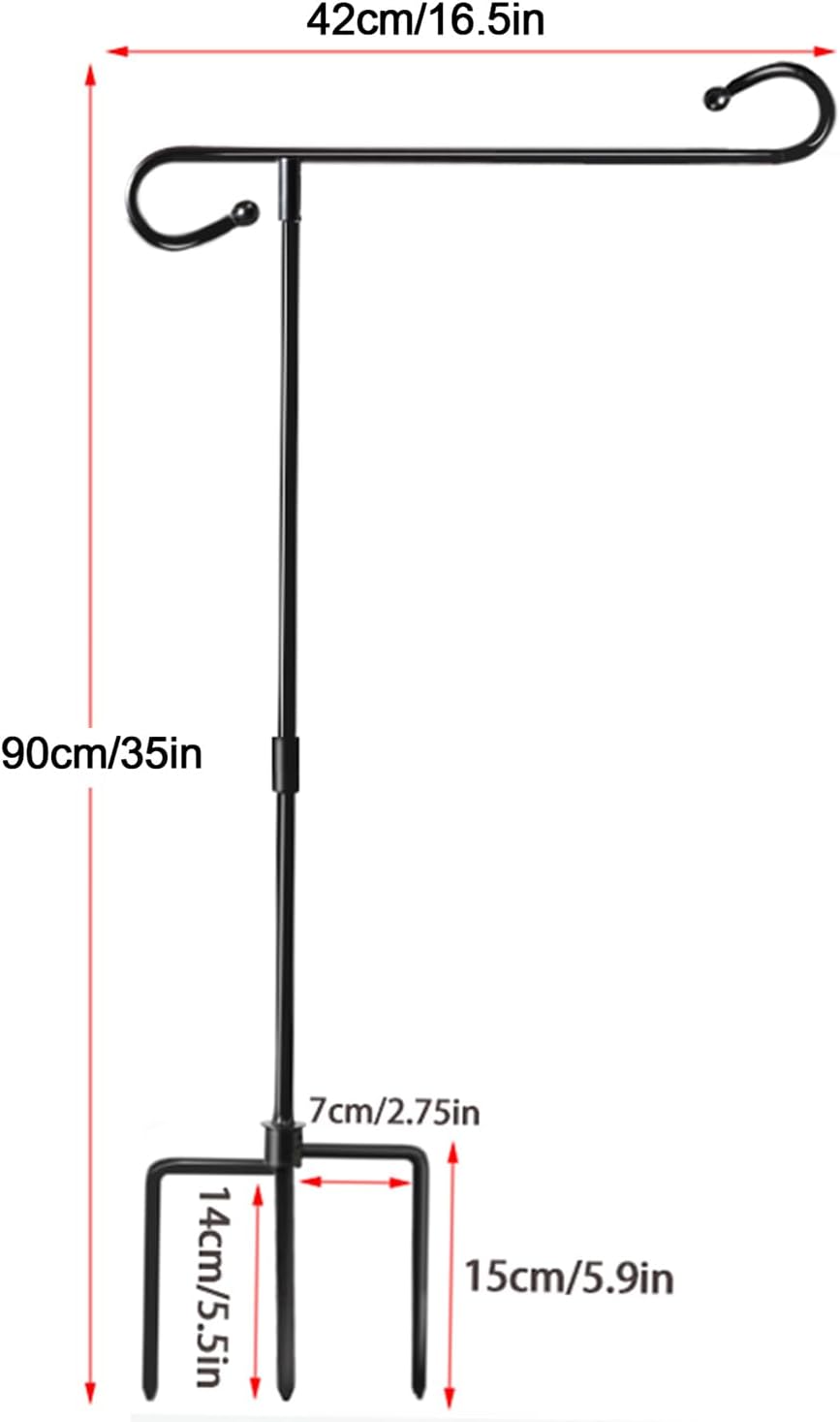Skiennix Garden Flag Holder Stand - Weather-Proof Metal Flagpole with Clip | 3-Prong Base for Outdoor Decor