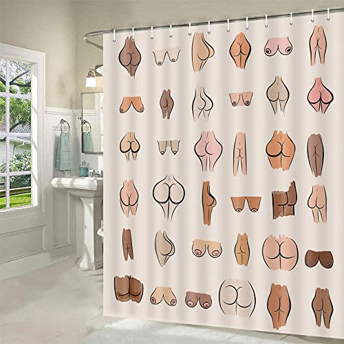Funny Butt Shower Curtain - Waterproof Polyester Bathroom Decor 69x78