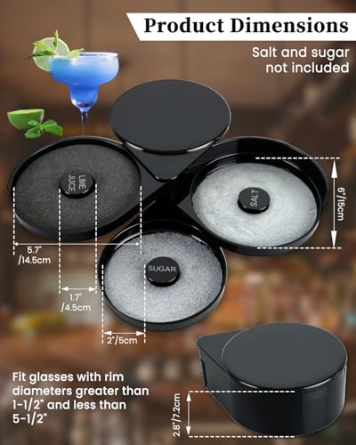 Black Margarita Salt Rimmer Set - 3-Tier Cocktail Glass Rimmer